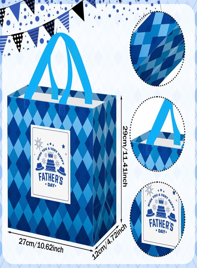 Wesnoy 48 Pcs Father's Day Tote Gift Bags Bulk with Handles Plaid Non Woven Dad Candy Bags Reusable for Gift Wrapping Happy Men Father's Day Goody Shopping Party Favor, 11.4 x 10.6 x 4.7 Inch - Image 2