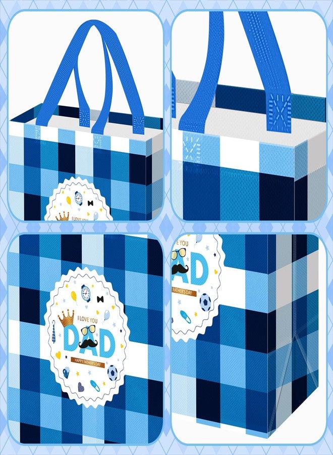 Wesnoy 48 Pcs Father's Day Tote Gift Bags Bulk with Handles Plaid Non Woven Dad Candy Bags Reusable for Gift Wrapping Happy Men Father's Day Goody Shopping Party Favor, 11.4 x 10.6 x 4.7 Inch - Image 3