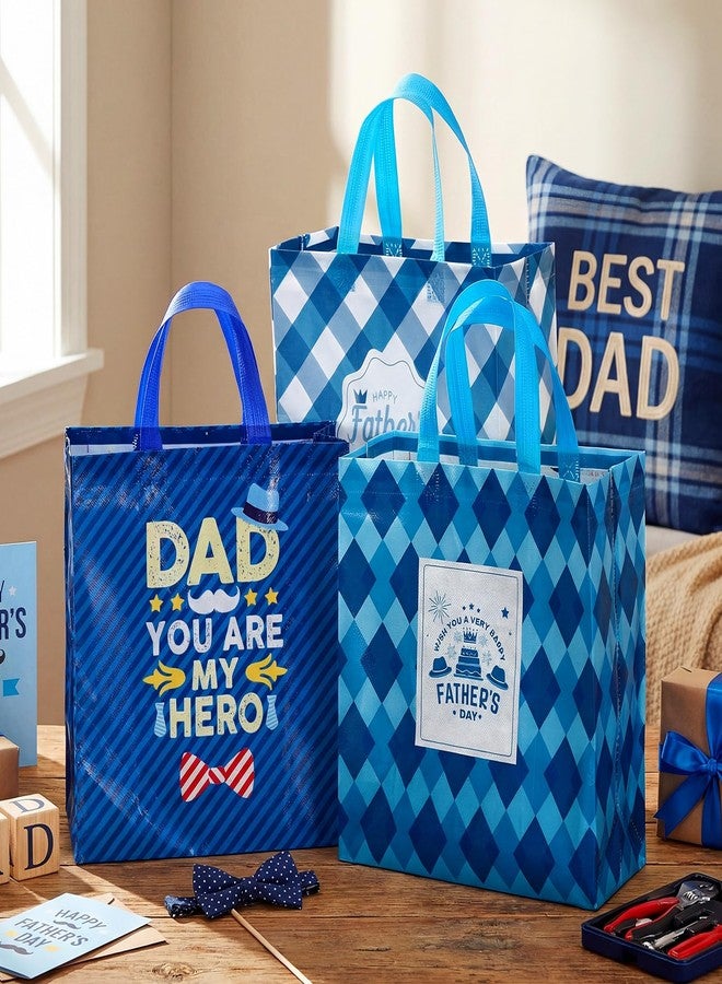Wesnoy 48 Pcs Father's Day Tote Gift Bags Bulk with Handles Plaid Non Woven Dad Candy Bags Reusable for Gift Wrapping Happy Men Father's Day Goody Shopping Party Favor, 11.4 x 10.6 x 4.7 Inch - Image 4