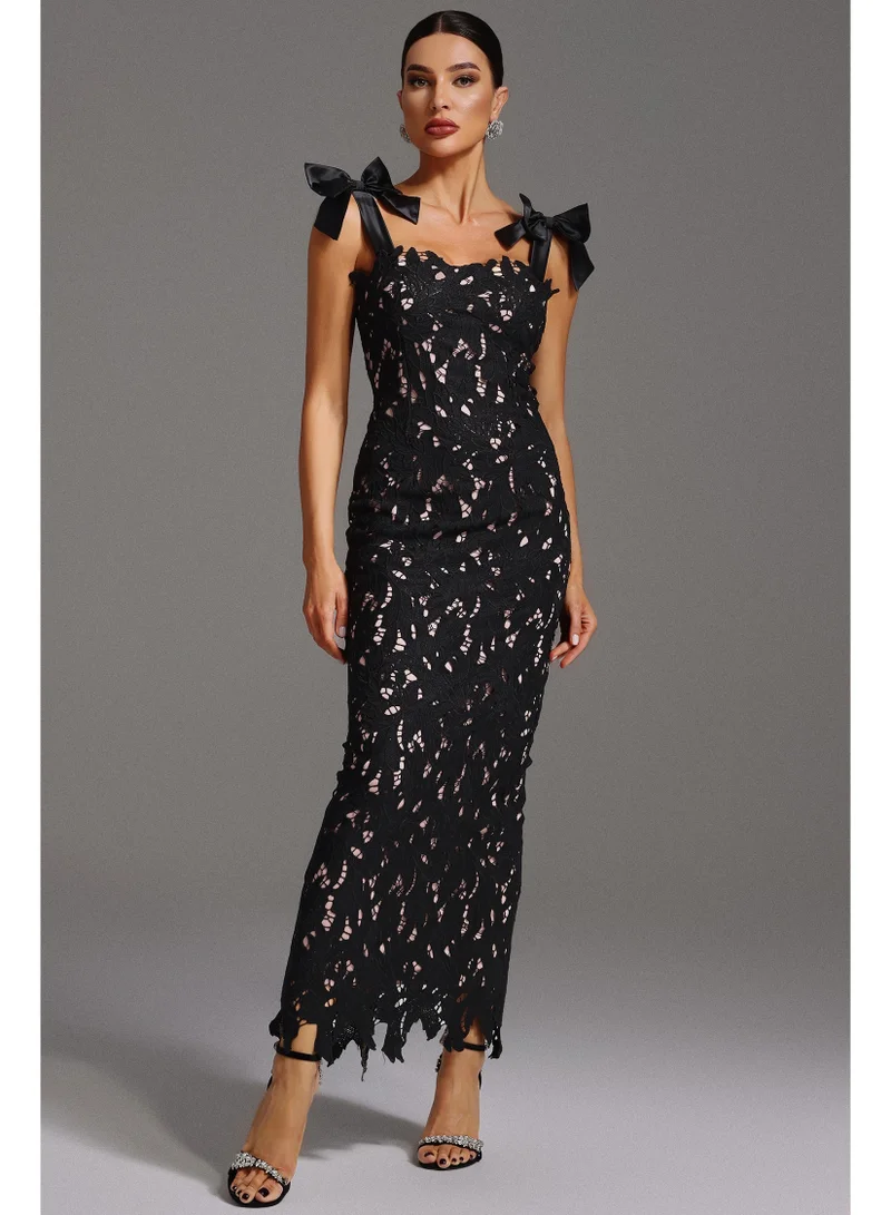 Bella Barnett  Lucretia Sleeveless Lace Bow Maxi Dress for Women | Best Price UAE