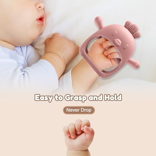 TOHIBEE 2 Pack Baby Teething Toys for 0-6 6-12 Months, Never Drop Infant Teether Teething Mitten Toys for 0 3 6 9 12 Months, Newborn Soothing Teething Toy Gifts for 1 One Year Old Baby Boys Girls - Image 3