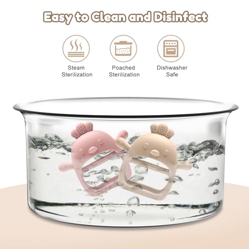 TOHIBEE 2 Pack Baby Teething Toys for 0-6 6-12 Months, Never Drop Infant Teether Teething Mitten Toys for 0 3 6 9 12 Months, Newborn Soothing Teething Toy Gifts for 1 One Year Old Baby Boys Girls - Image 5