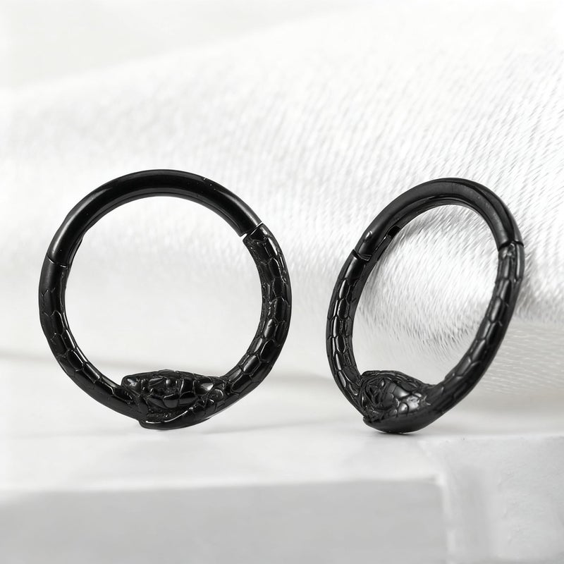 ZMANYIJEW 16G Minimalist Lines Septum Rings Stacked Gold Septum Ring Septums Clicker Nose Ring Piercing for Women Men (Snake-black) - Image 4