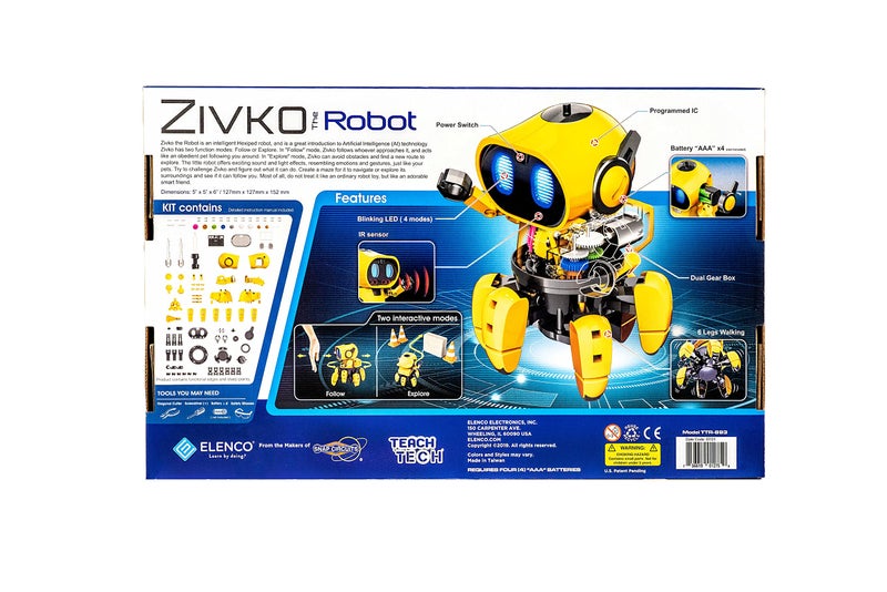Elenco إلينكو تيش تكنولوجي "زيفكو الروبوت"، روبوت تفاعلي ذكي مزود بمستشعر الأشعة تحت الحمراء، ألعاب تعليمية STEM للأطفال 10 سنوات فما فوق، تشمل قطع التجميع - Image 4