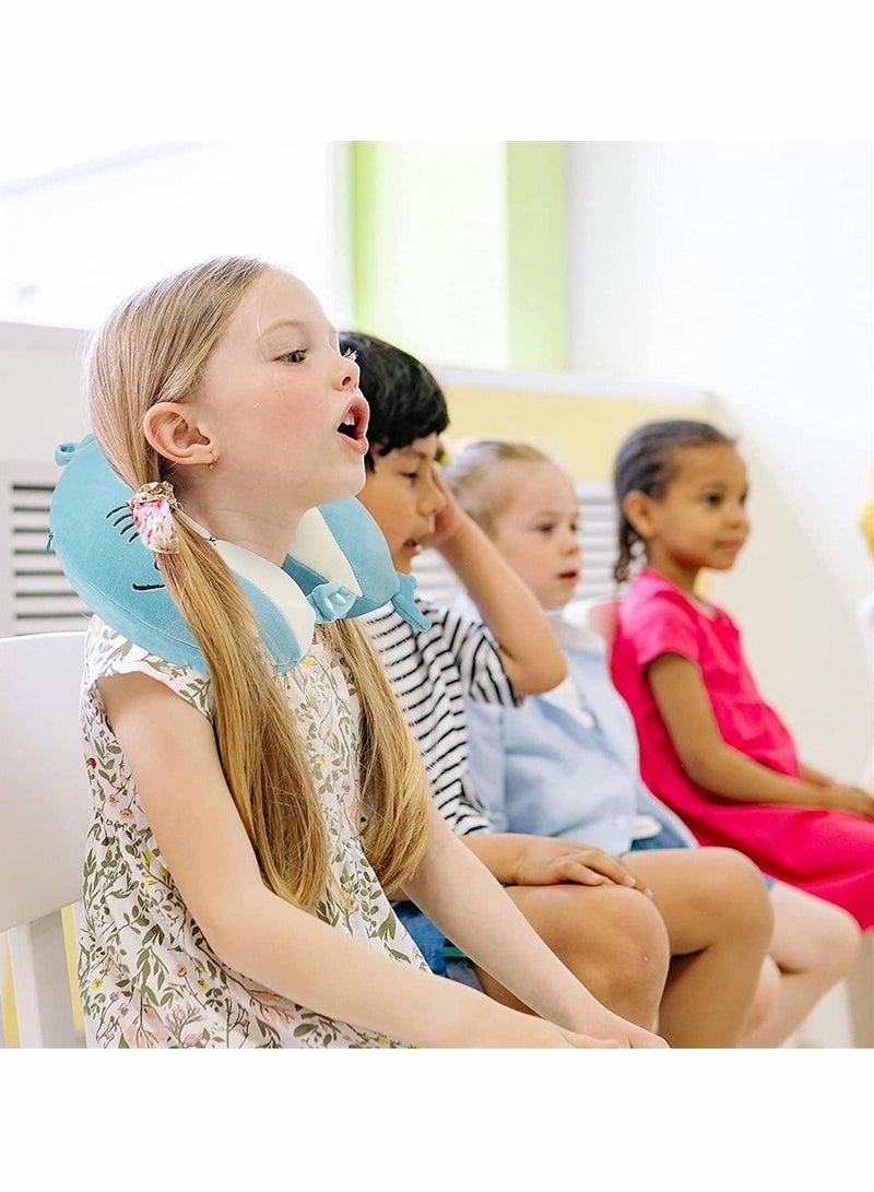 SYOSI Kids Travel Pillow, 100% Pure Memory Foam Neck Pillow for Airplane, Road Trip, Car Seat, Neck, Chin Supporting, Stop Head from Falling Forward, Comfortable and Breathable Cover (Cute Shark Animal) - Image 3