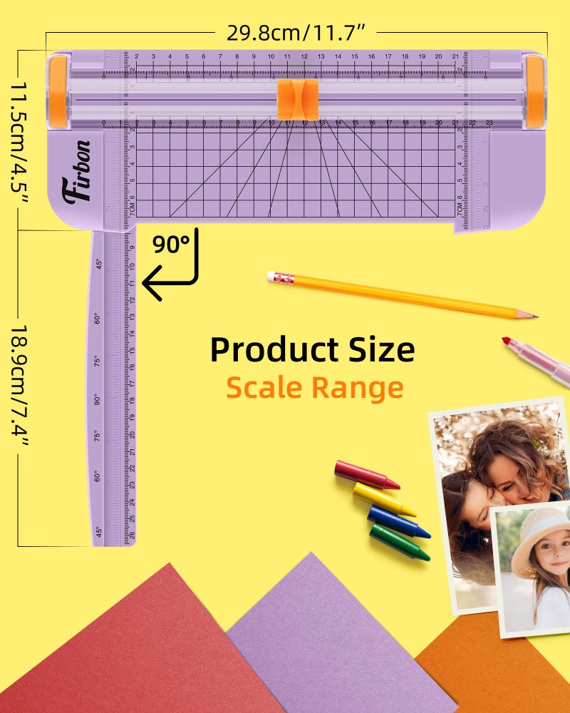 Firbon Purple A5 Paper Cutter, Straight Small Paper Trimmer with Side Ruler for Scrapbooking Craft, Paper, Coupon, Label, Cardstock - Image 5
