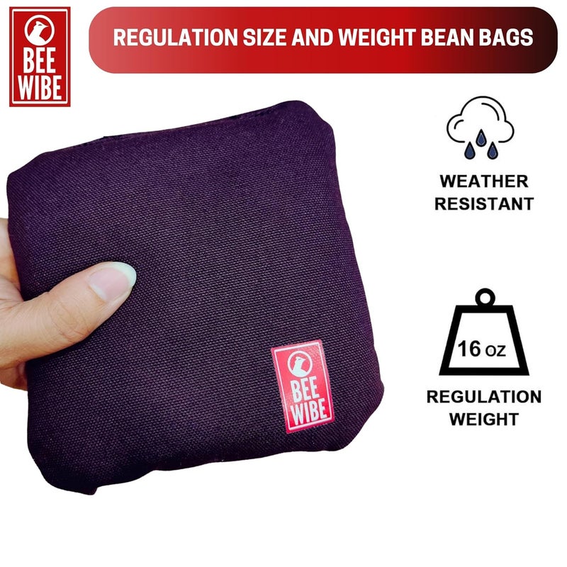 BEEWIBE Set of 8 Official Regulation Cornhole Bags - Dual-Sided, Weather-Resistant Bean Bags for Professional and Casual Play - Includes Convenient Tote Bag (Brown/Grey) - Image 4