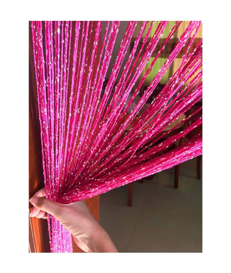 Eyotool 1x2 M Door String Curtain Rare Flat Thread Fringe Panel Room Divider Cute Strip Tassel for Wedding Coffee House Restaurant Parts