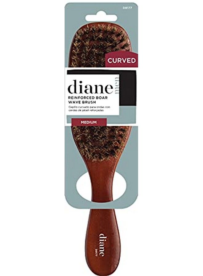 Diane Medium Firmness Reinforced Boar Bristle Long Handle Style Curved Wave Mens Hair Brush Brown - Image 2