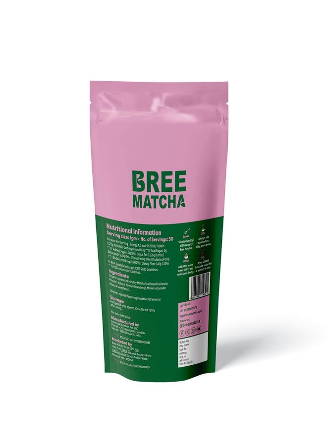 Bree Matcha Strawberry Matcha Powder (50g) | Japanese Green Tea from Kagoshima | Boost Energy & Focus | Rich in Antioxidants | Smooth Strawberry Taste - Image 2