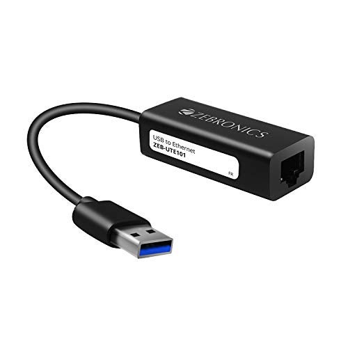 Zebronics Zeb-UTE101 USB to RJ45 Ethernet LAN Adapter, Up to 1000 Mbps, for Windows/Mac/Linux (Black) - Image 1
