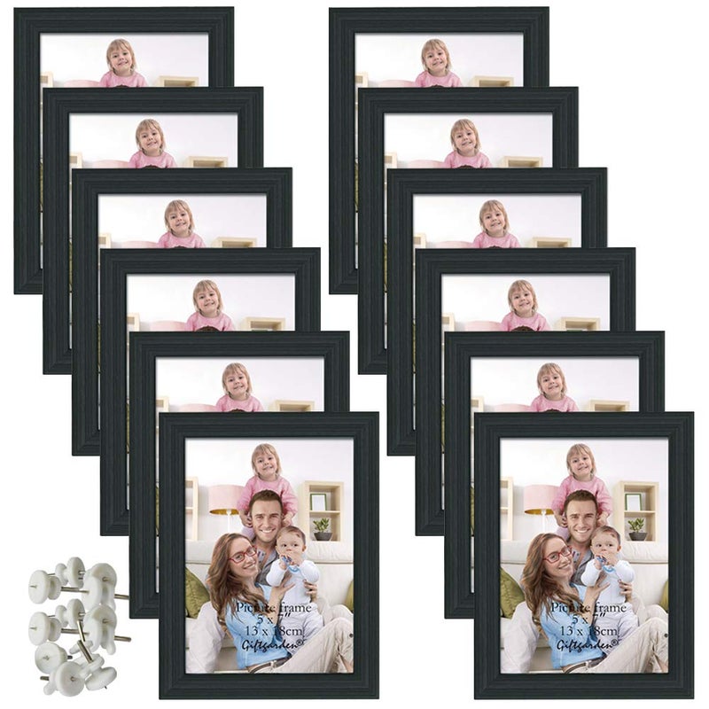 Giftgarden 5x7 Picture Frame Black 5 x 7 Photo Frames Bulk for Wall or Tabletop 12 Pack