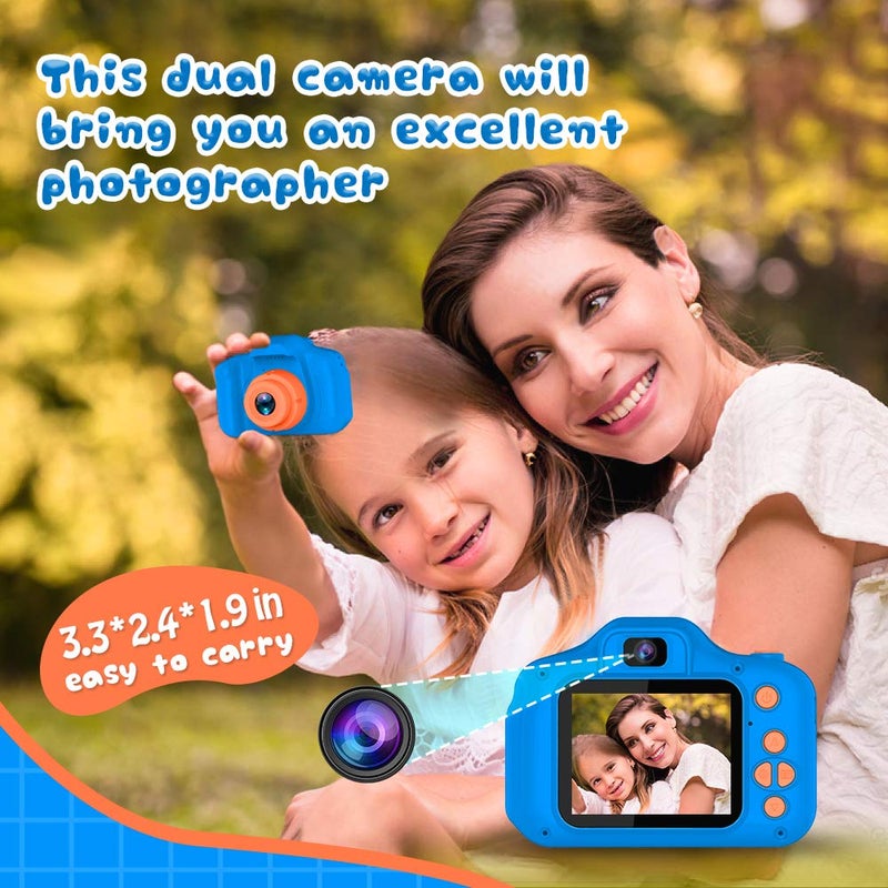 Seckton Upgrade Kids Selfie Camera, Christmas Birthday Gifts for Boys Age 3-9, HD Digital Video Cameras for Toddler, Portable Toy for 3 4 5 6 7 8 Year Old Boy with 32GB SD Card-Navy Blue - Image 3