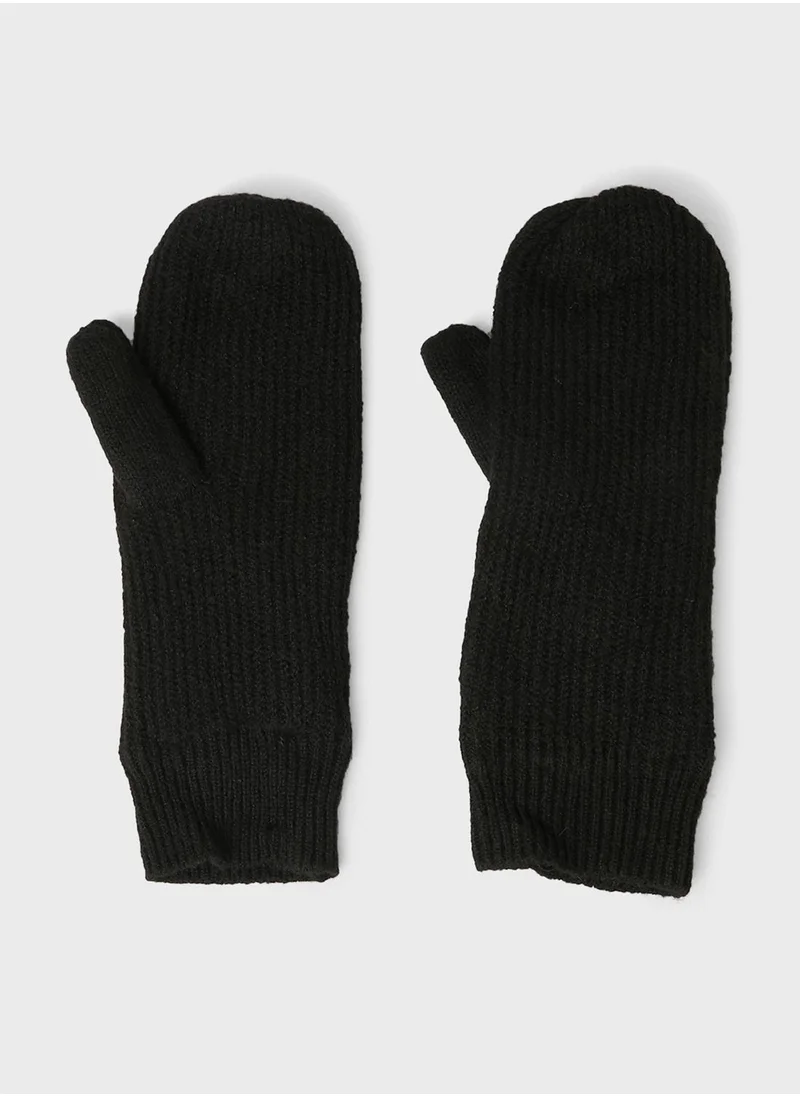 PIECES Ribbed Knit Mittens