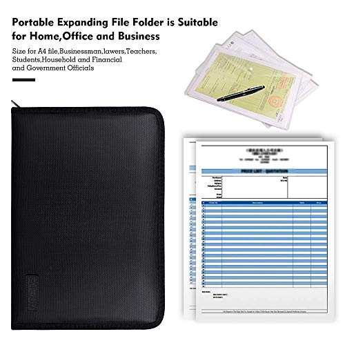 ENGPOW Expanding File Folder Important Document Organizer Fireproof Document Bag-A4 Size, 25 Pockets,Color Labels,Non-Itchy Silicone Coated Portable Filing Organizer Folder(14.3" x 9.8") - Image 4