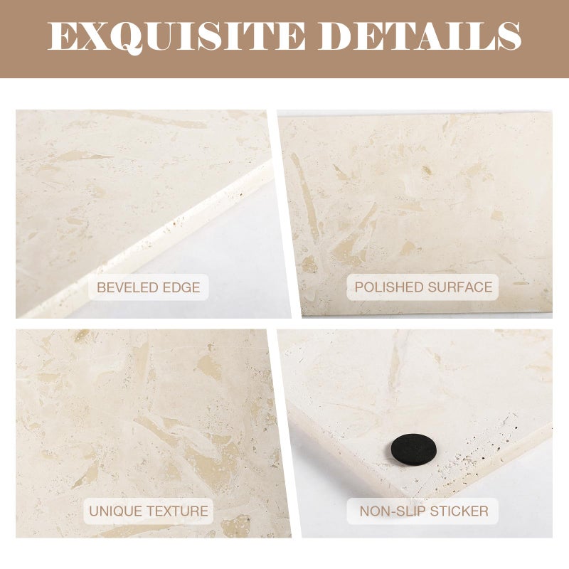 BCS Italian Natural Travertine Tray, 12" x 8" Vanity Decorative Marble Tray for Jewelry, Ring Holder, Perfume Organizer Candle Tray for Bedroom/Bathroom/Kitchen Countertop - Image 4
