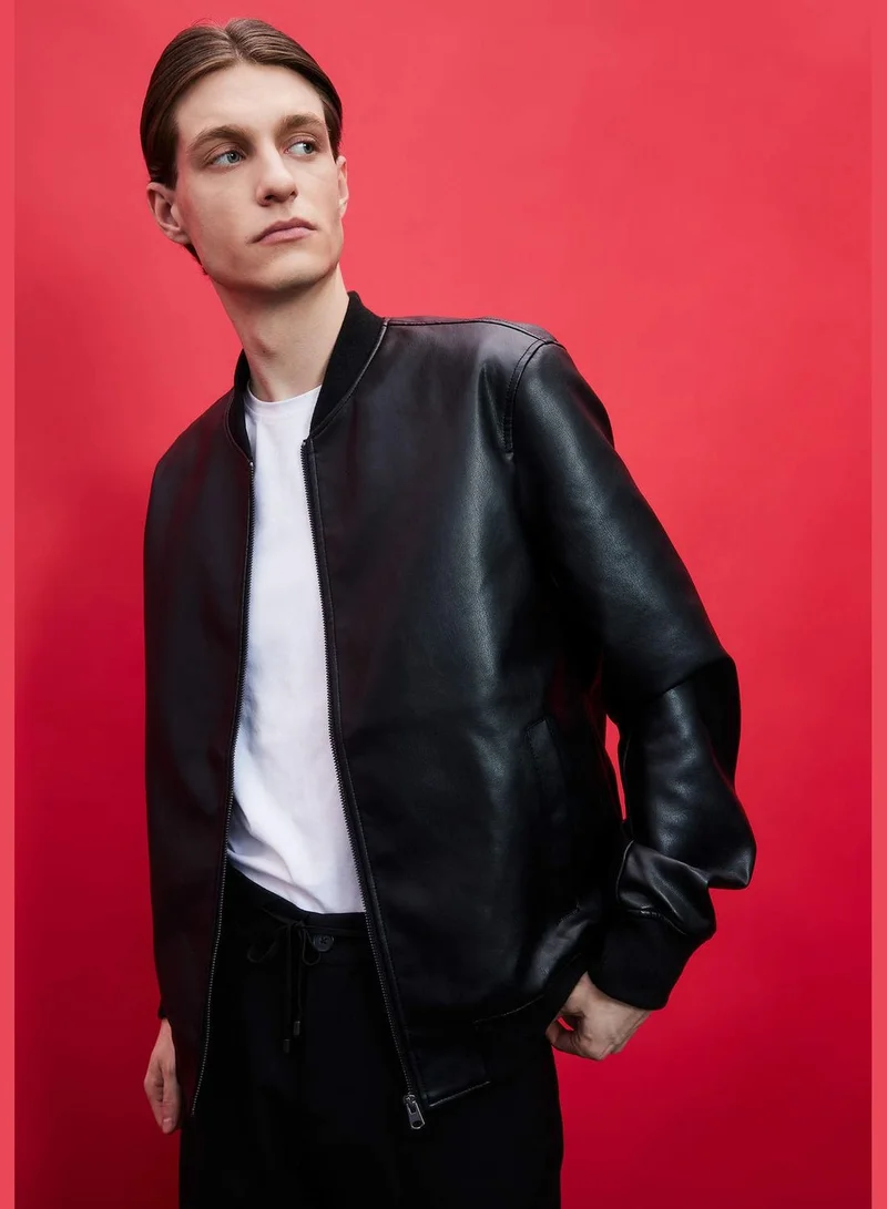 DeFacto Man Slim Fit PU Jacket