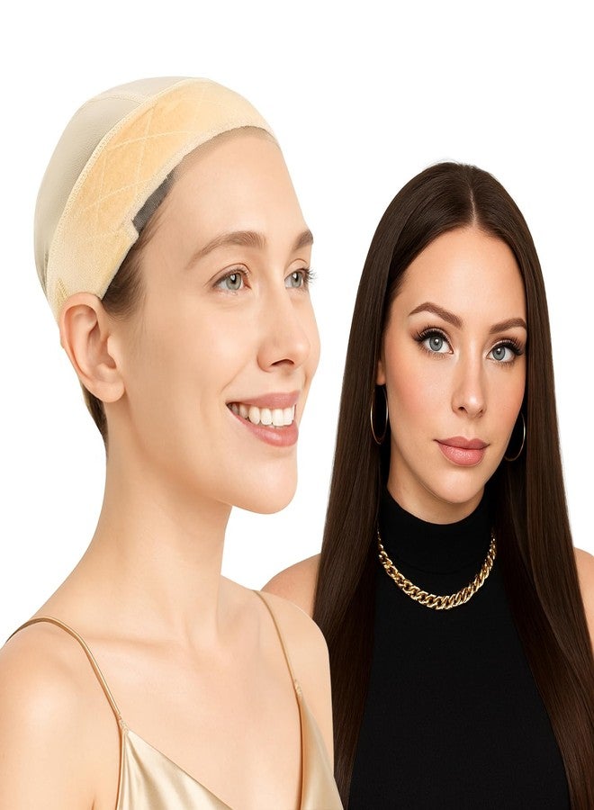 Labhairs LABHAIR Wig Grip Cap with Lace Edge - Non Slip Adjustable Wig Cap with Grip Band for Women, Glueless Breathable Under Wig Cap for Natural Hairline, One Size Fits All, Nude - Image 1