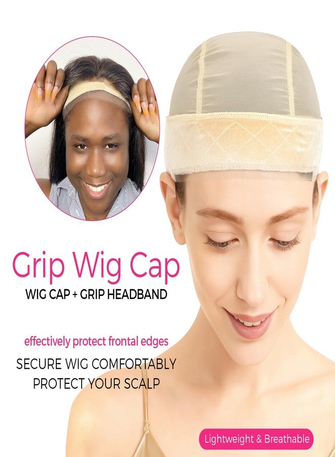 Labhairs LABHAIR Wig Grip Cap with Lace Edge - Non Slip Adjustable Wig Cap with Grip Band for Women, Glueless Breathable Under Wig Cap for Natural Hairline, One Size Fits All, Nude - Image 2