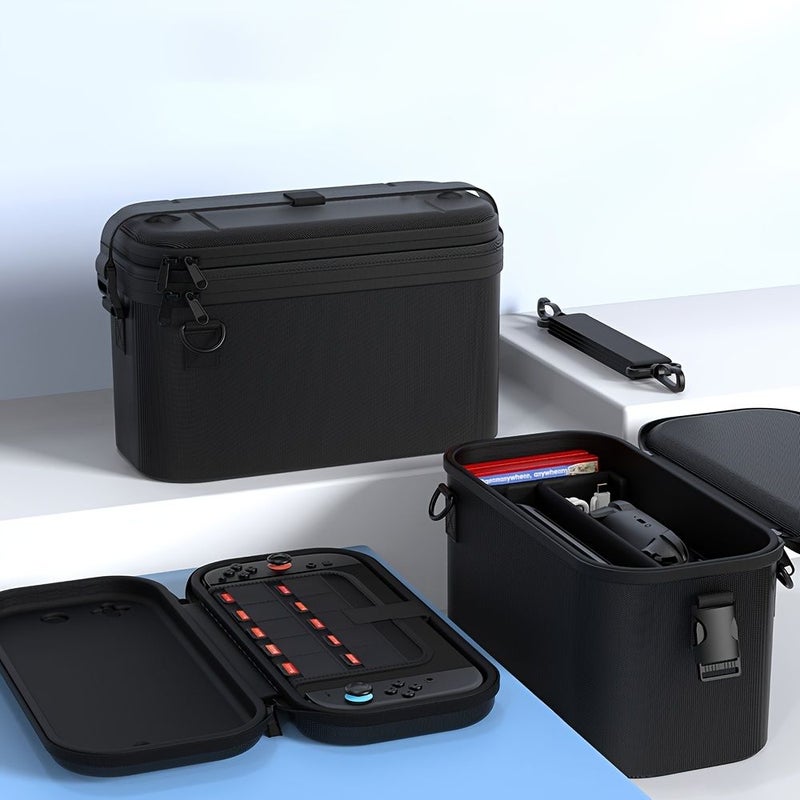 Black Switch Storage Bag With Shoulder Strap Detachable Hard Protective Cover - Image 1