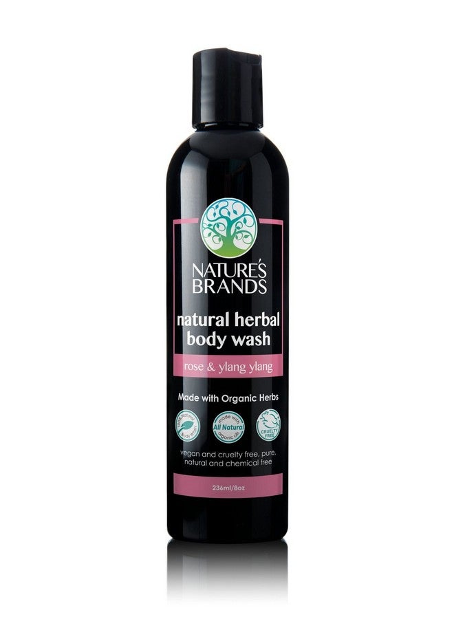 Nature's Brands Organic Herbal Body Wash By Herbal Choice Mari (Rose & Ylang Ylang 8 Fl Oz Bottle) No Toxic Synthetic Chemicals - Image 1