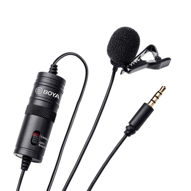 BOYA BY-M1 3.5mm Electret Condenser Microphone with 1/4" adapter for Smartphones iPhone DSLR Cameras PC - Image 1