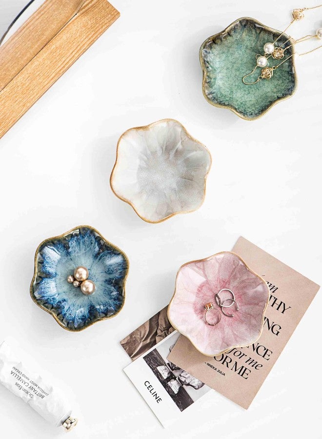 UNICASA Ceramic Lotus Jewelry Dish Set of 4, Decorative Jewelry Trays Set, 4.25 inch Trinket Dish - for Necklace, Ring, Watch Keys, Bracelet, Earrings, Mother's Day, Christmas, Wedding for Women - Image 4