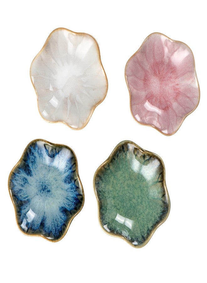 UNICASA Ceramic Lotus Jewelry Dish Set of 4, Decorative Jewelry Trays Set, 4.25 inch Trinket Dish - for Necklace, Ring, Watch Keys, Bracelet, Earrings, Mother's Day, Christmas, Wedding for Women - Image 1