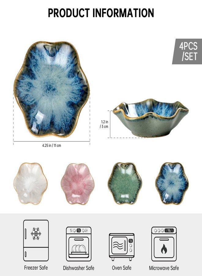 UNICASA Ceramic Lotus Jewelry Dish Set of 4, Decorative Jewelry Trays Set, 4.25 inch Trinket Dish - for Necklace, Ring, Watch Keys, Bracelet, Earrings, Mother's Day, Christmas, Wedding for Women - Image 2