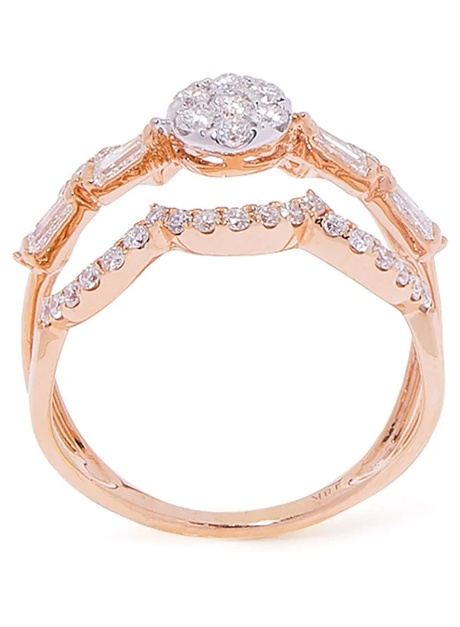 أناكا 18K Gold Elegant Double Layer Diamond Ring