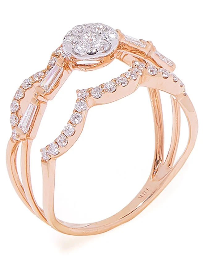 أناكا 18K Gold Elegant Double Layer Diamond Ring