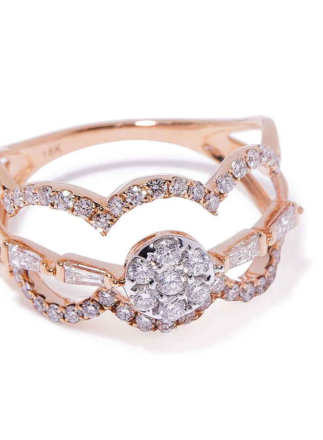 أناكا 18K Gold Elegant Double Layer Diamond Ring