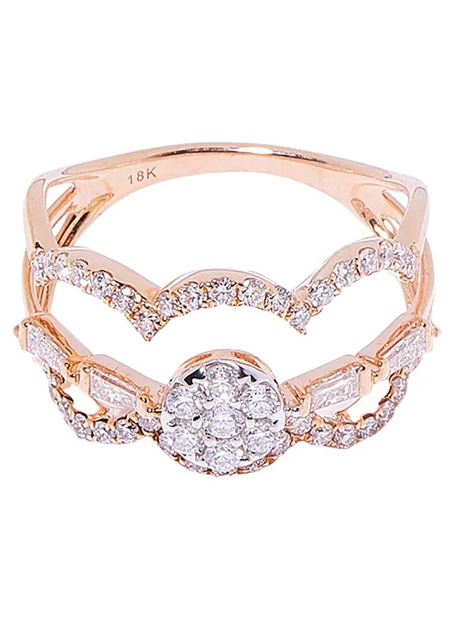 أناكا 18K Gold Elegant Double Layer Diamond Ring