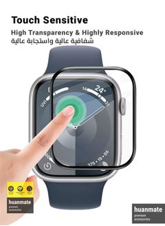 huanmate Premium Screen Protector For Apple Watch Series 9 41 mm Black/Clear  - Image 4