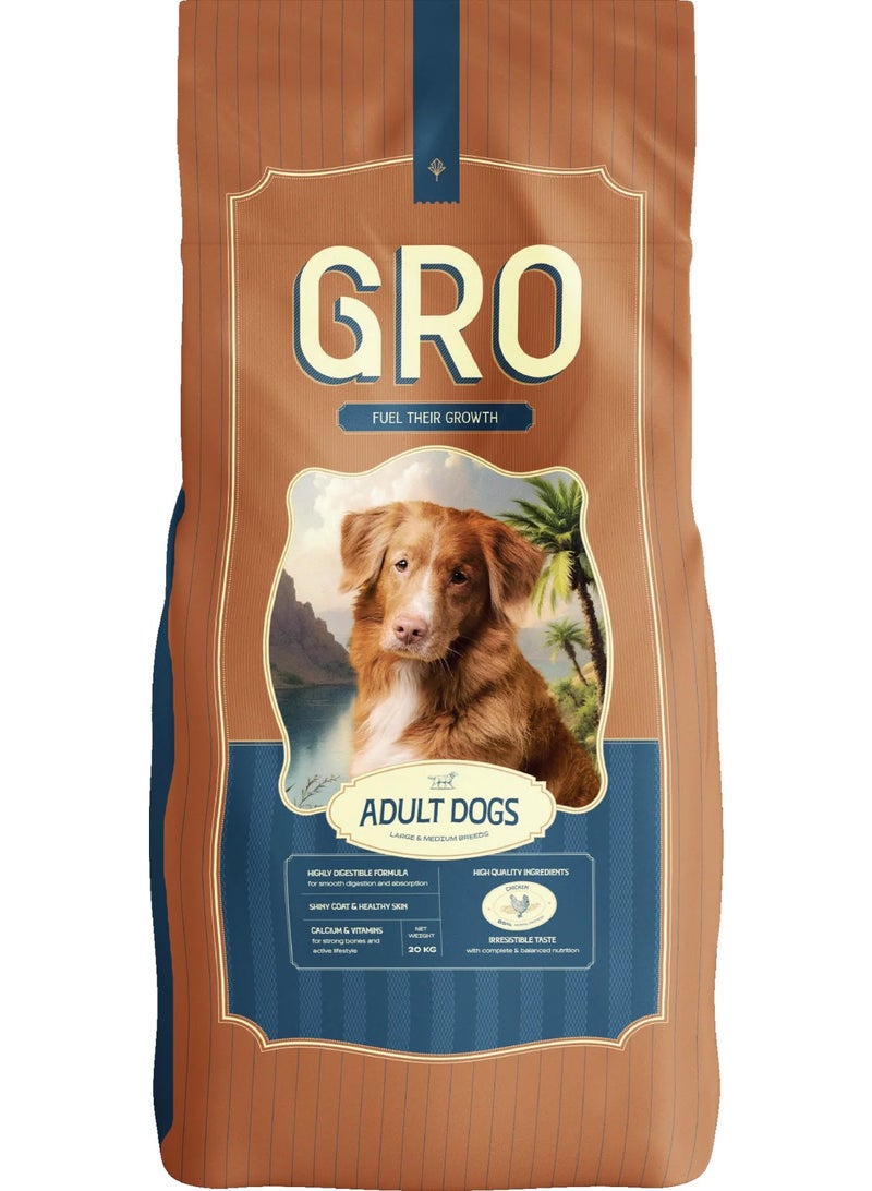 ZOOLINE GRO Dry Dog Food for Medium and Large Adult Dogs 20 kg