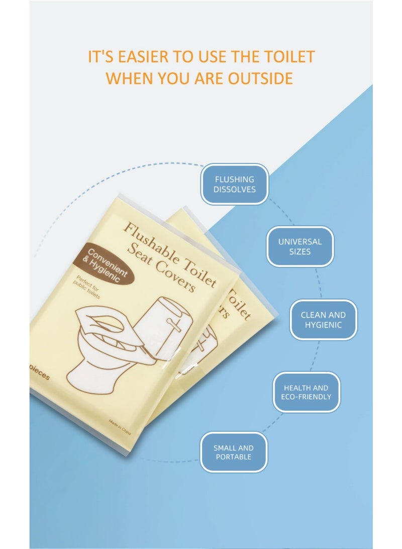 Yunpy Disposable Flushable Toilet Seat Covers (100 Count, 50 Each of 2 Colors) - Eco-Friendly 100% Biodegradable Paper Toilet Seat Covers, Portable Travel Size for Public Toilets, Hotels, Airplanes & Outdoor Activities, Safe for Toddlers and Adults - Image 4