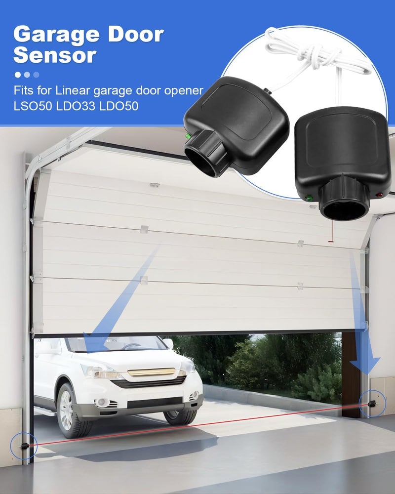 طقم عيون الشعاع لمستشعر أمان جهاز فتح باب الجراج، متوافق مع Linear HAE00002 LSO50 LDO33 LDO50، مستشعرات العين الكهروضوئية بالأشعة تحت الحمراء البديلة، نظام أمان ABS، مع تركيب سهل (أسود) - Image 4