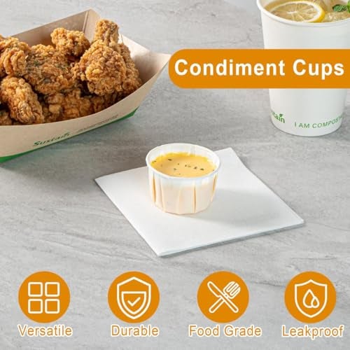 Cupplation Paper Souffle Portion Cups, 2 oz, 200 Count,Small,Leak-Proof Disposable Paper Jello Shot Cups for Condiments, Sauces, Samples, Desserts (2 oz) - Image 3