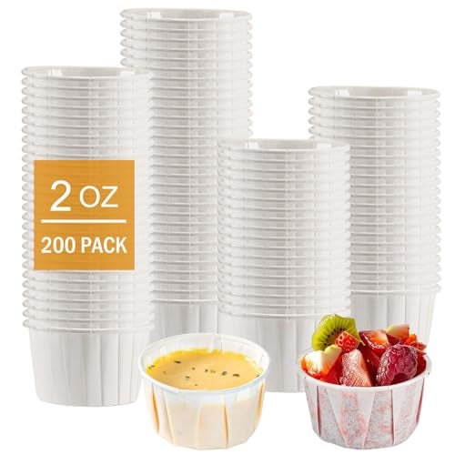 Cupplation Paper Souffle Portion Cups, 2 oz, 200 Count,Small,Leak-Proof Disposable Paper Jello Shot Cups for Condiments, Sauces, Samples, Desserts (2 oz) - Image 1