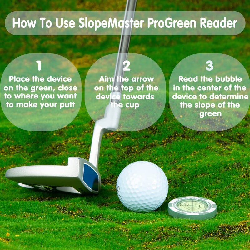Prodigora SlopeMaster ProGreen Reader - Golf Ball Marker with High Precision Green Reading Aid Golf Accessories for Men Women (Green) - Image 4