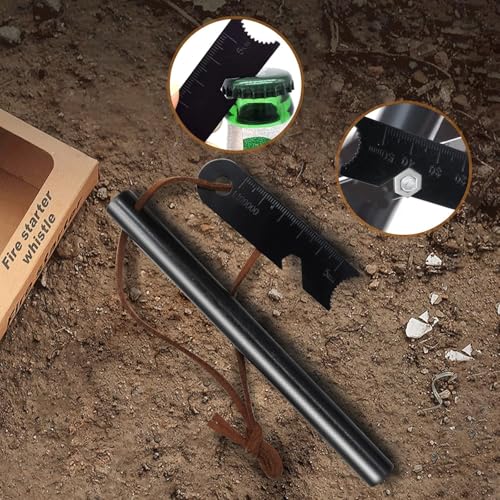 BCHARYA Fire Starter Survival Tool, Ferro Rod Kit with Leather Neck Lanyard and Multi-Tool Striker, Flint and Steel Survival Igniter with Tinder Rope and Tab for Camping, Hiking and Emergency - Image 5