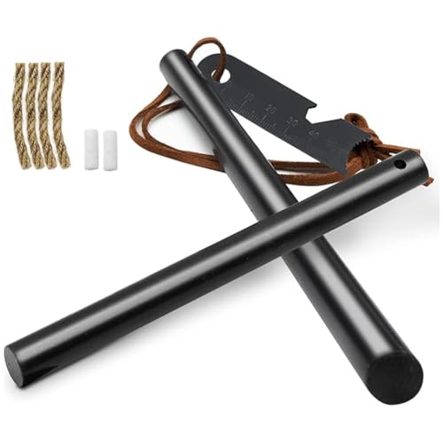 BCHARYA Fire Starter Survival Tool, Ferro Rod Kit with Leather Neck Lanyard and Multi-Tool Striker, Flint and Steel Survival Igniter with Tinder Rope and Tab for Camping, Hiking and Emergency - Image 1