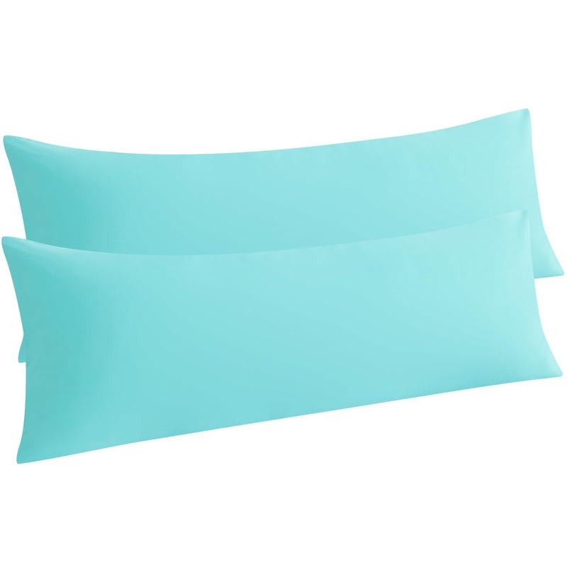 NTBAY Body Pillow Cases Set of 2, 2 Pack Brushed Microfiber 20x54 Pillow Cases, Soft, Wrinkle, Fade, Stain Resistant Aqua Pillow Cases with Envelope Closure, 20x54 Inches, Aqua - Image 1