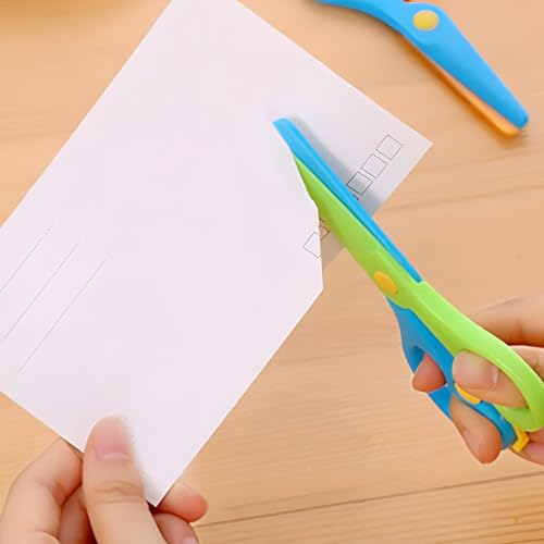 Garth Diy Crafts Kids Handmade Plastic Safety Scissors For Decorative Paper Cutting-Pre-School Training Art Supplies For Educational Learning With Non-Toxic,Easy-Grip Handles(Pack Of 1),Multicolor - Image 3
