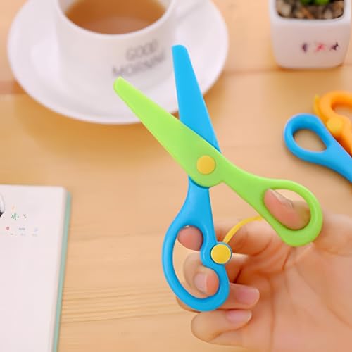 Garth Diy Crafts Kids Handmade Plastic Safety Scissors For Decorative Paper Cutting-Pre-School Training Art Supplies For Educational Learning With Non-Toxic,Easy-Grip Handles(Pack Of 1),Multicolor - Image 5