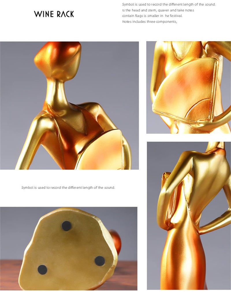 CdyBox Elegant Wine Bottle Holder Ornament Wine Single Bottle Holder Stand Rack (Golden) - Image 3