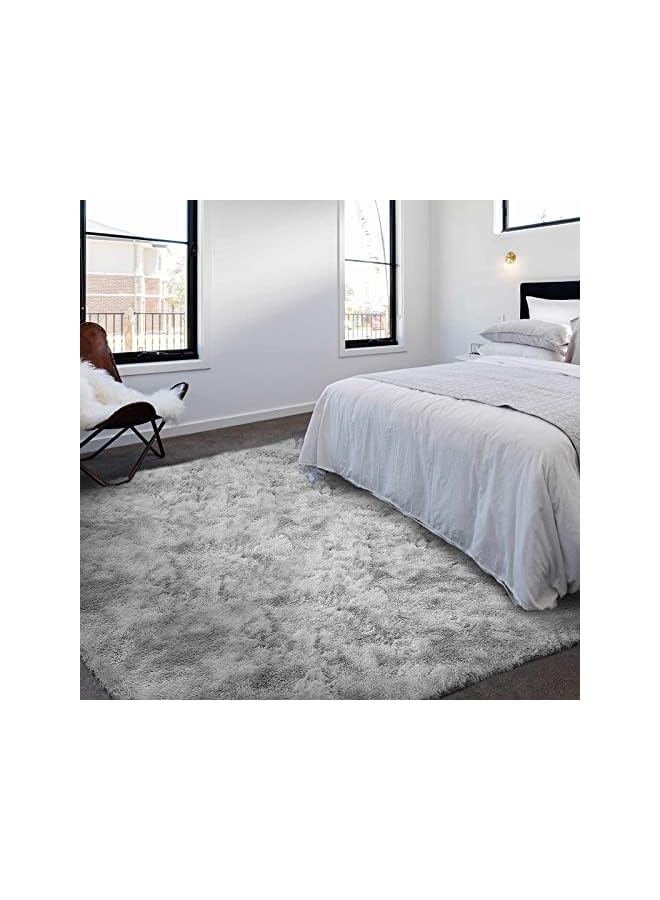 The Bros Area Rugs Soft Fluffy Carpets For Living room Shaggy Rug Modern Area Rug For Bedroom Anti-Slip Rugs For Kids Room Indoor Home Decorative Carpet (Grey White, 160 x 200cm) - Image 3