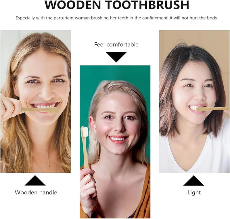 Valiclud Soft Bristle Wooden Toothbrush For Adults Gentle Gums Bamboo Handle Travel Friendly - Image 5