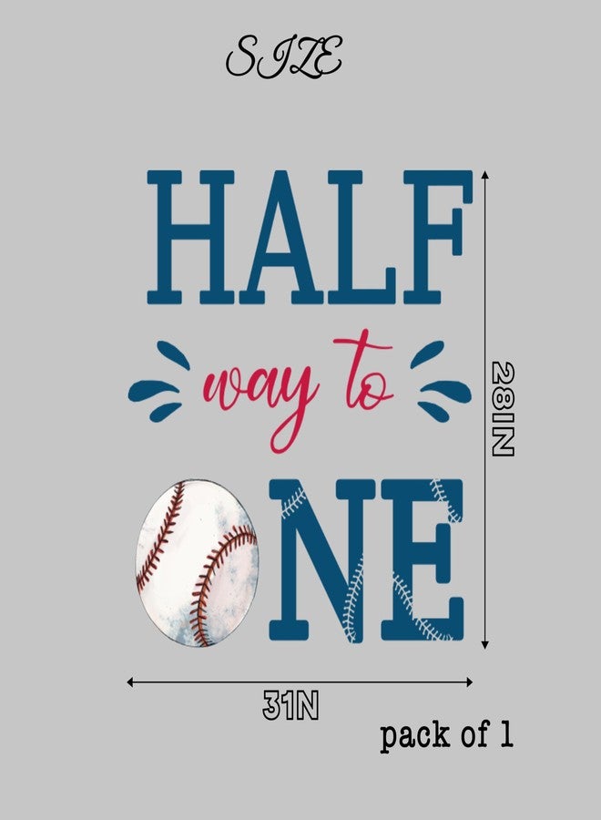 MUWEOL ملصق MUWEOL Baseball Half Way To One - ديكور حفلات عيد ميلاد نصف بيسبول، أبيض مع تصميم أزرق وأحمر، احتفالًا بالأشهر الستة الأولى (ملصق نصف بيسبول) - Image 2