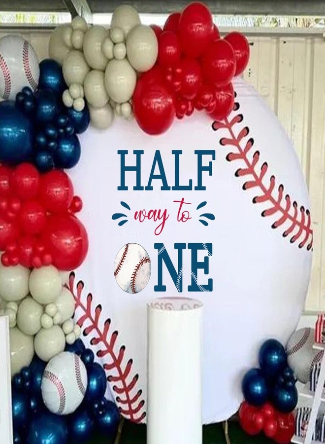 MUWEOL ملصق MUWEOL Baseball Half Way To One - ديكور حفلات عيد ميلاد نصف بيسبول، أبيض مع تصميم أزرق وأحمر، احتفالًا بالأشهر الستة الأولى (ملصق نصف بيسبول) - Image 4